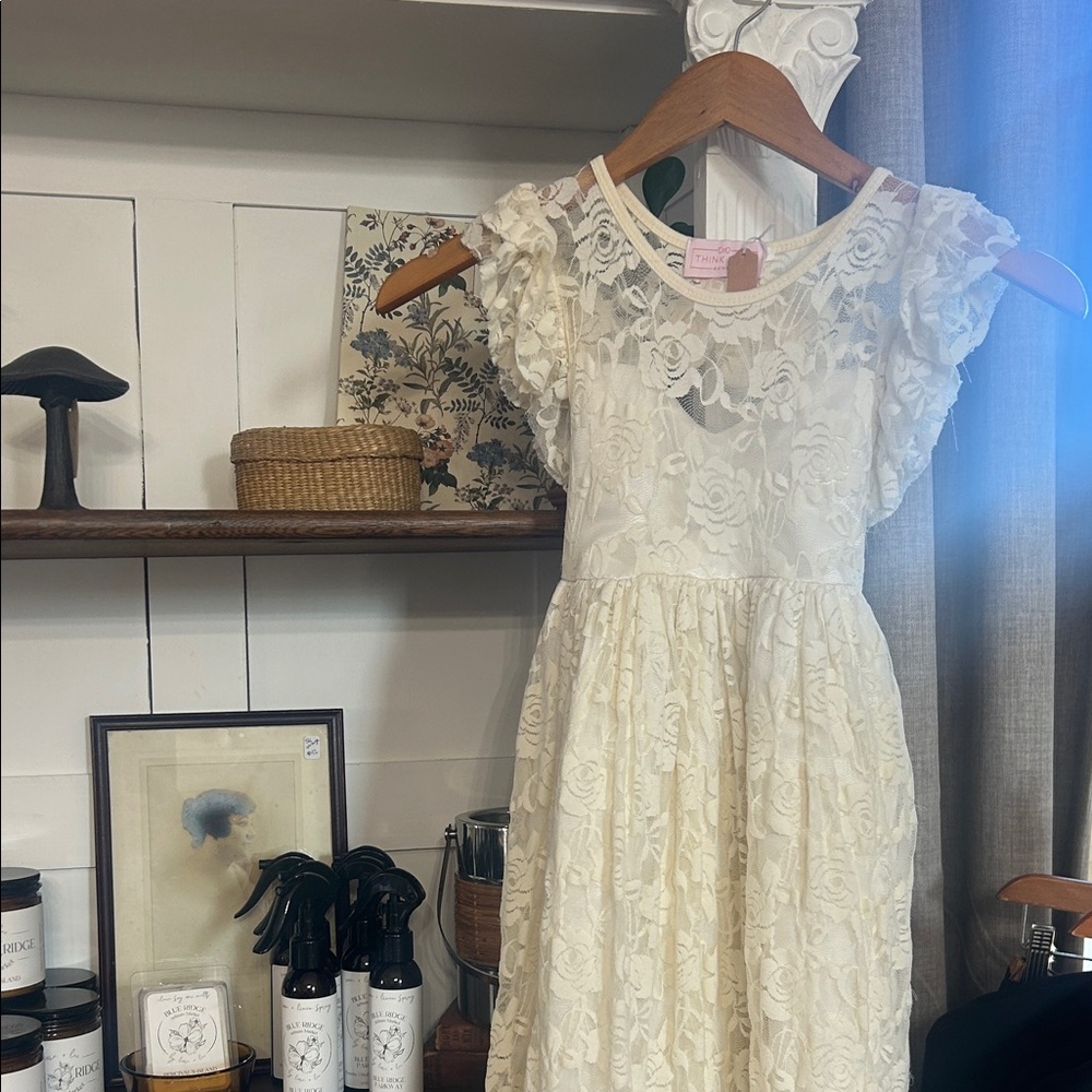Elegant Cream Lace Kids Dress